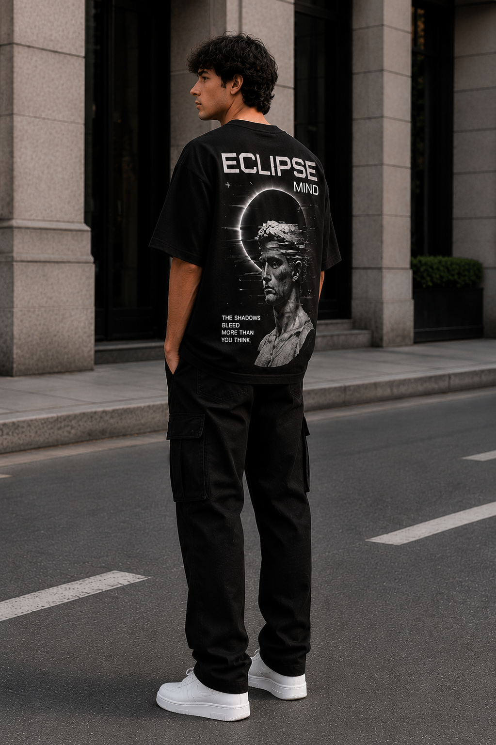 Eclipse Mind Oversized Down Shoulder T-Shirt for Men | 240 GSM 100% Cotton
