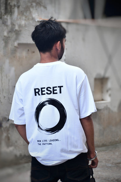 RESET Oversized Down Shoulder T-Shirt for Men | 240 GSM 100% Cotton Graphic Tee