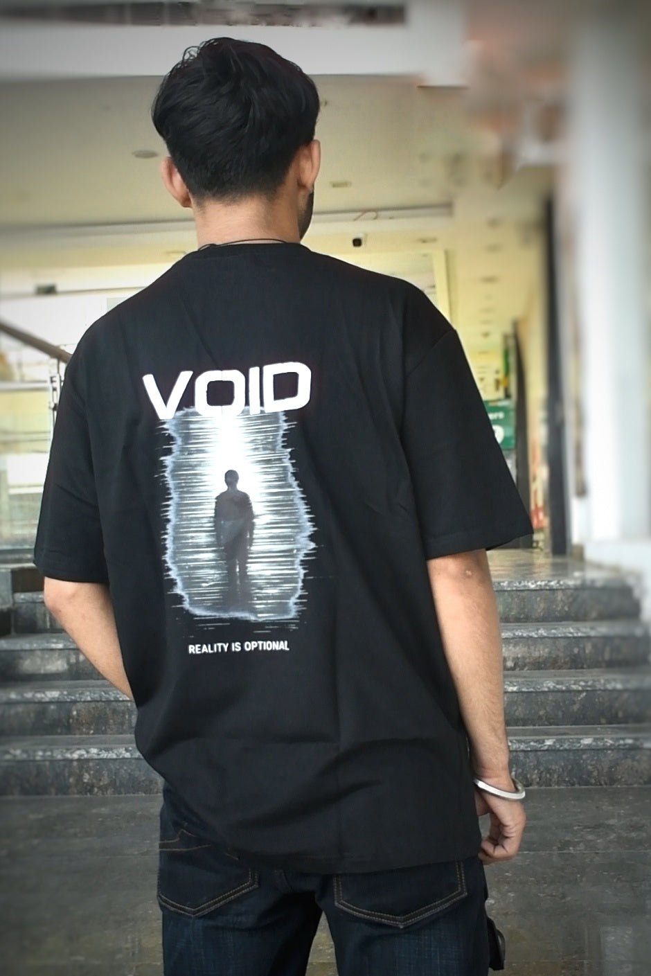 VOID Oversized Down Shoulder T-Shirt for Men | 240 GSM 100% Cotton Graphic Tee