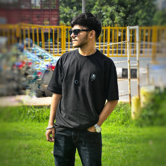 VOID Oversized Down Shoulder T-Shirt for Men | 240 GSM 100% Cotton Graphic Tee