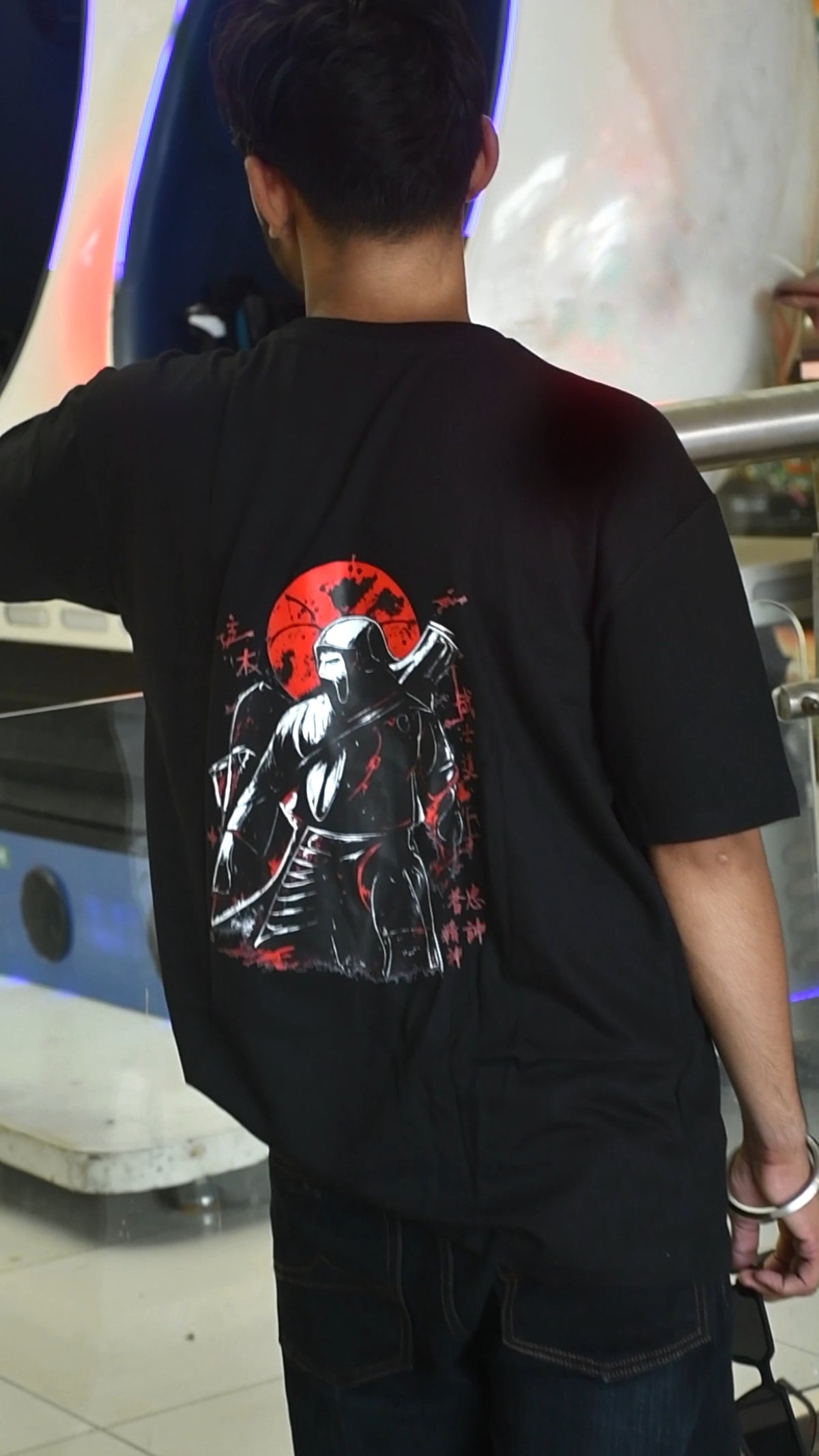 Shadow Ronin Oversized T-Shirt – 240 GSM Premium Cotton | Japanese Samurai Graphic Tee