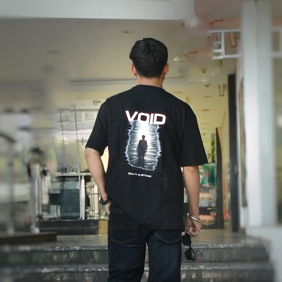 VOID Oversized Down Shoulder T-Shirt for Men | 240 GSM 100% Cotton Graphic Tee