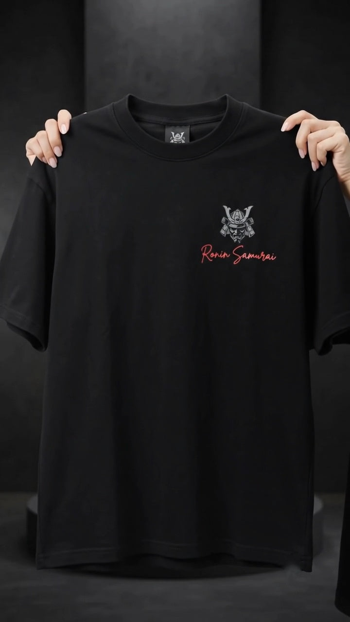 Shadow Ronin Oversized T-Shirt – 240 GSM Premium Cotton | Japanese Samurai Graphic Tee