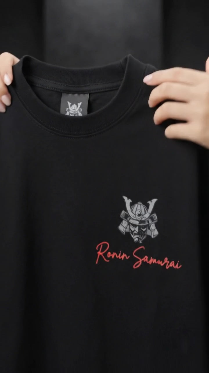 Shadow Ronin Oversized T-Shirt – 240 GSM Premium Cotton | Japanese Samurai Graphic Tee