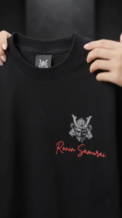 Shadow Ronin Oversized T-Shirt – 240 GSM Premium Cotton | Japanese Samurai Graphic Tee
