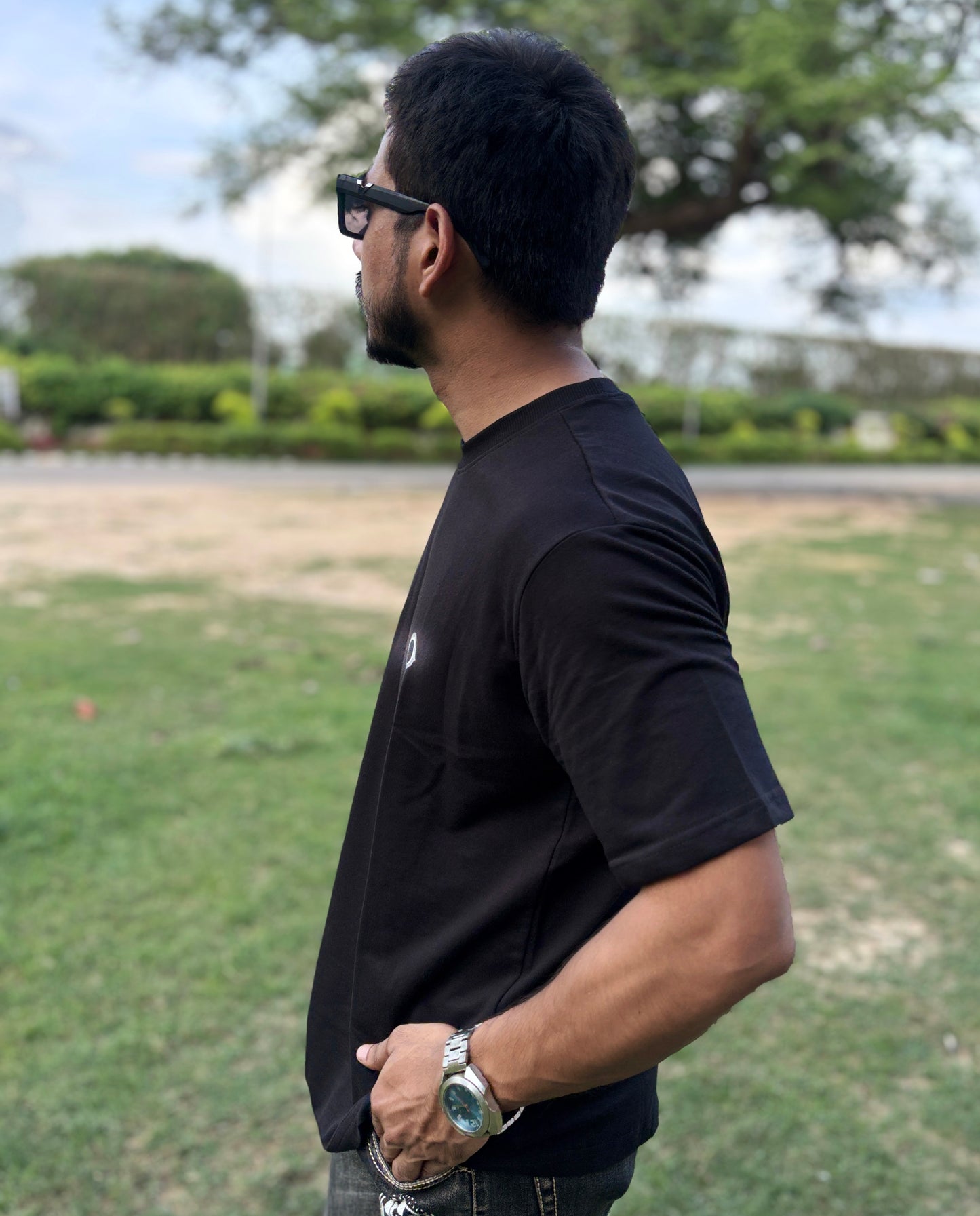 Eclipse Mind Oversized Down Shoulder T-Shirt for Men | 240 GSM 100% Cotton