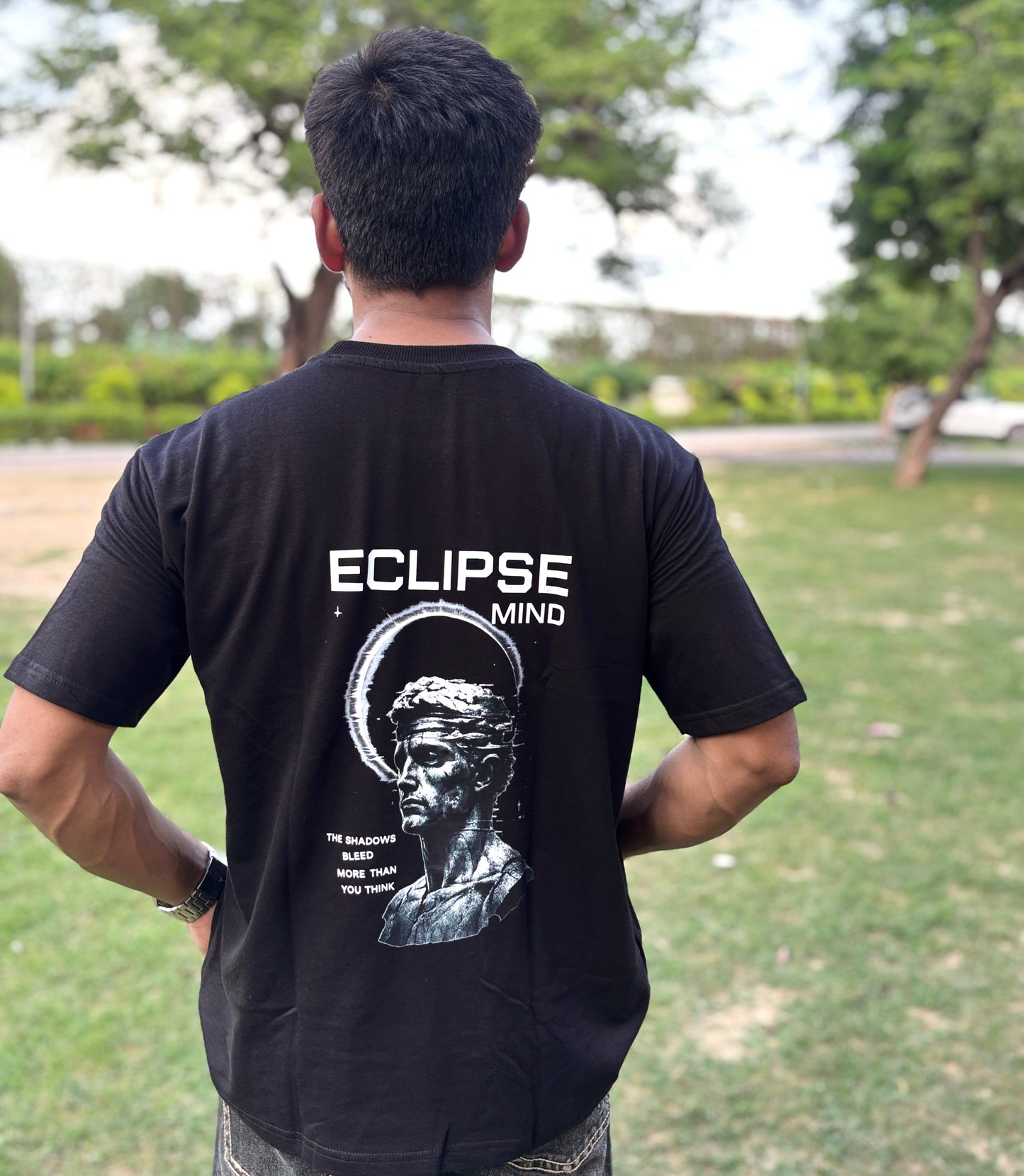 Eclipse Mind Oversized Down Shoulder T-Shirt for Men | 240 GSM 100% Cotton