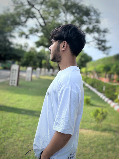OVER THINKER Oversized Down Shoulder T-Shirt for Men | 240 GSM 100% Cotton Graphic Tee