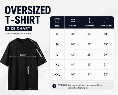 RESET Oversized Down Shoulder T-Shirt for Men | 240 GSM 100% Cotton Graphic Tee