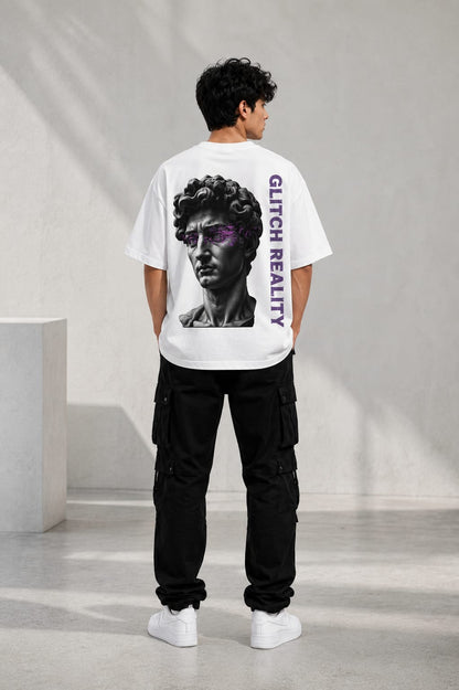 Glitch Reality Oversized T-Shirt – 220 GSM Premium Cotton | Graphic Print Drop Shoulder Tee