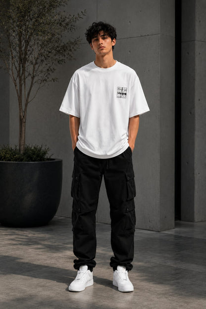 Glitch Reality Oversized T-Shirt – 220 GSM Premium Cotton | Graphic Print Drop Shoulder Tee
