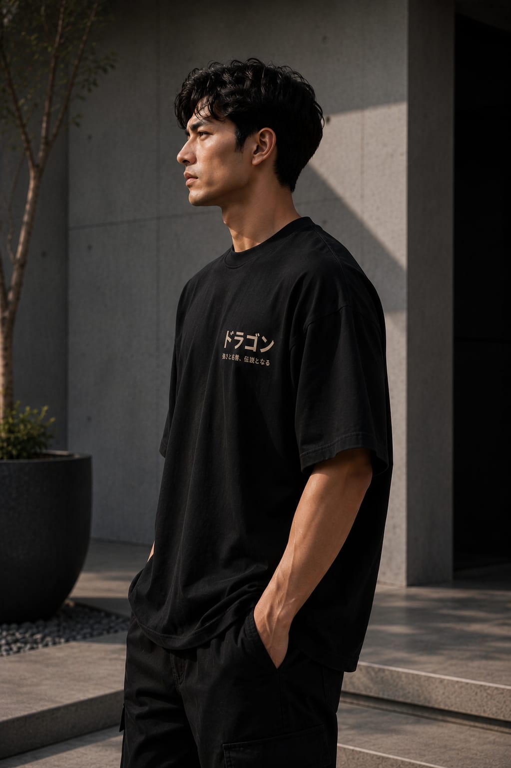 Dragon Spirit Oversized T-Shirt – 220 GSM Premium Cotton | Japanese Dragon Graphic Down Shoulder Tee