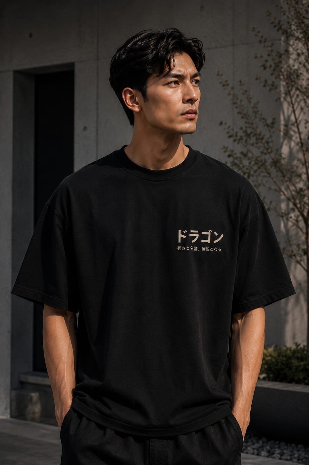 Dragon Spirit Oversized T-Shirt – 220 GSM Premium Cotton | Japanese Dragon Graphic Down Shoulder Tee
