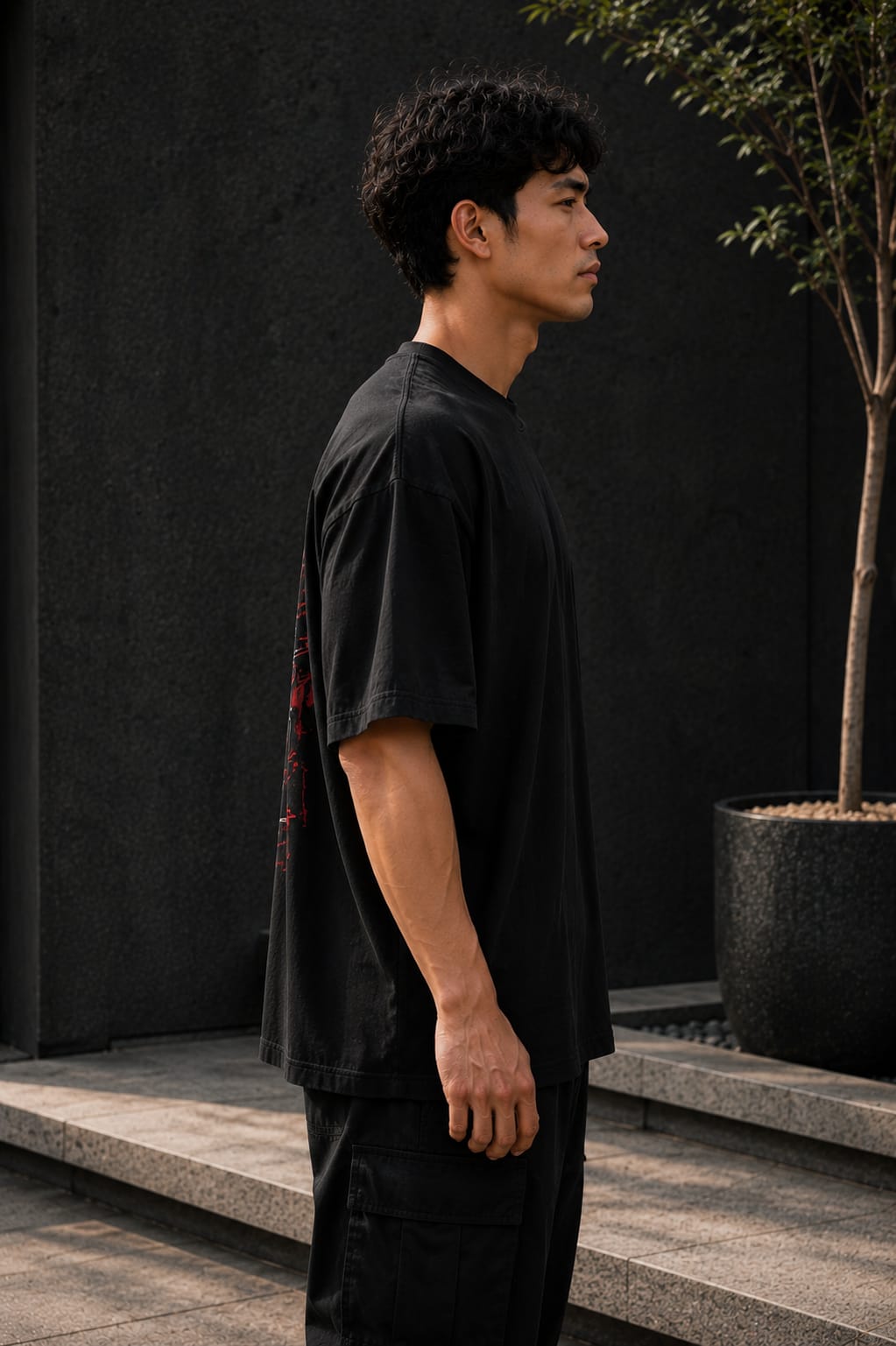 Oni Mask Oversized T-Shirt – 220 GSM Premium Cotton | Japanese Demon Graphic Drop Shoulder Tee