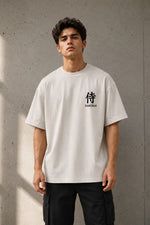 Ronin Warrior Oversized T-Shirt – 220 GSM Premium Cotton | Japanese Samurai Back Print | Drop Shoulder Tee