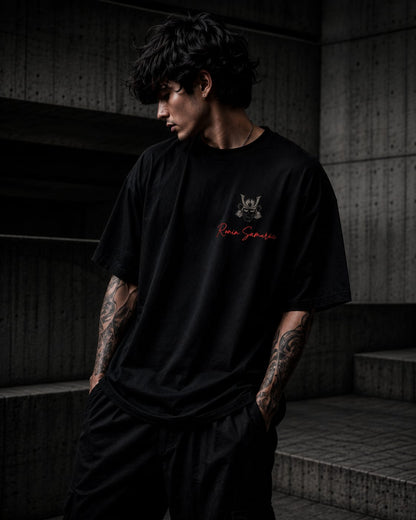 Shadow Ronin Oversized T-Shirt – 220 GSM Premium Cotton | Japanese Samurai Graphic Tee