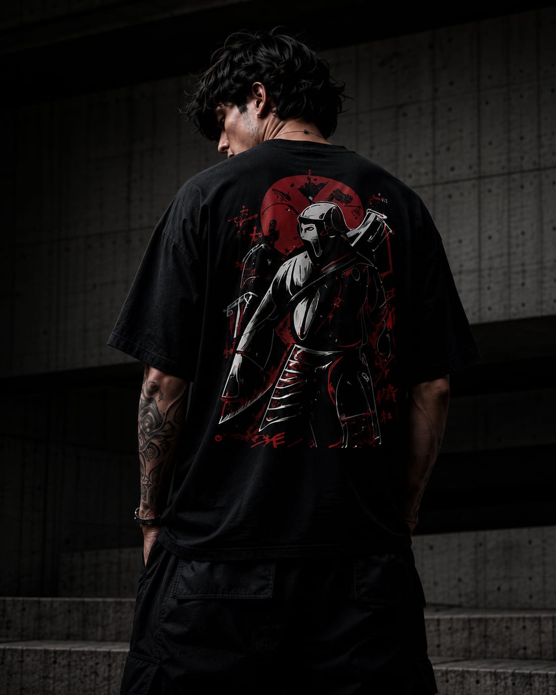 Shadow Ronin Oversized T-Shirt – 220 GSM Premium Cotton | Japanese Samurai Graphic Tee