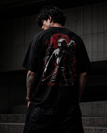 Shadow Ronin Oversized T-Shirt – 220 GSM Premium Cotton | Japanese Samurai Graphic Tee