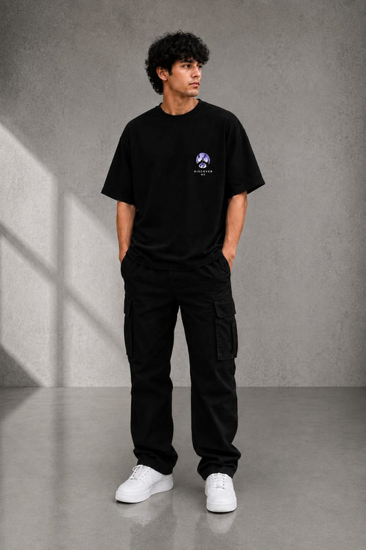 ASTRAL EXPLORER Oversized Down Shoulder T-Shirt for Men | 240 GSM 100% Cotton Graphic Tee