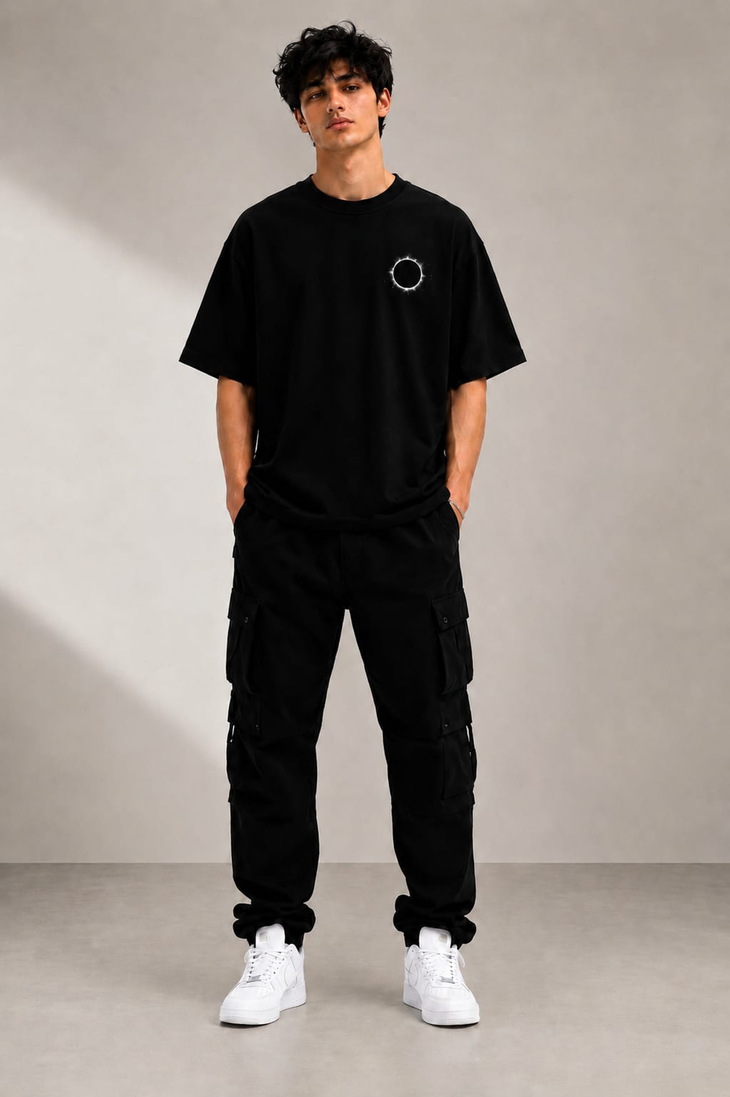 BLACKOUT Oversized Down Shoulder T-Shirt for Men | 240 GSM 100% Cotton Graphic Tee