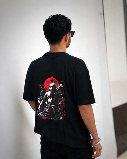 Shadow Ronin Oversized T-Shirt – 240 GSM Premium Cotton | Japanese Samurai Graphic Tee