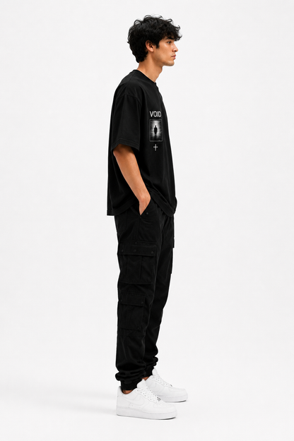 VOID Oversized Down Shoulder T-Shirt for Men | 240 GSM 100% Cotton Graphic Tee