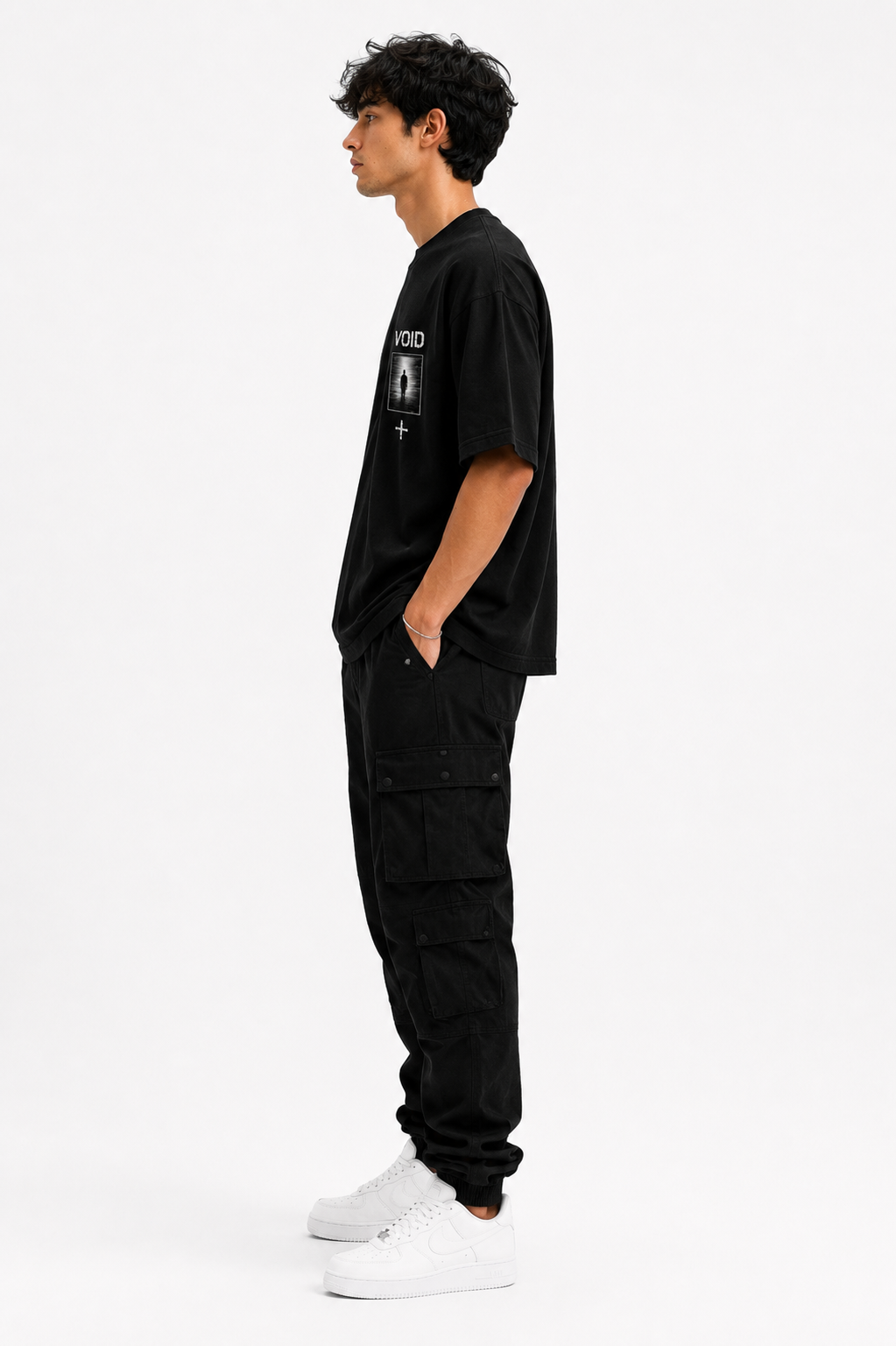 VOID Oversized Down Shoulder T-Shirt for Men | 240 GSM 100% Cotton Graphic Tee