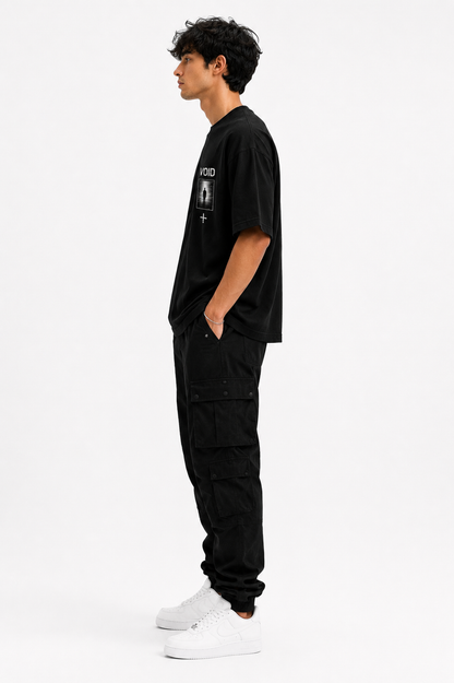 VOID Oversized Down Shoulder T-Shirt for Men | 240 GSM 100% Cotton Graphic Tee