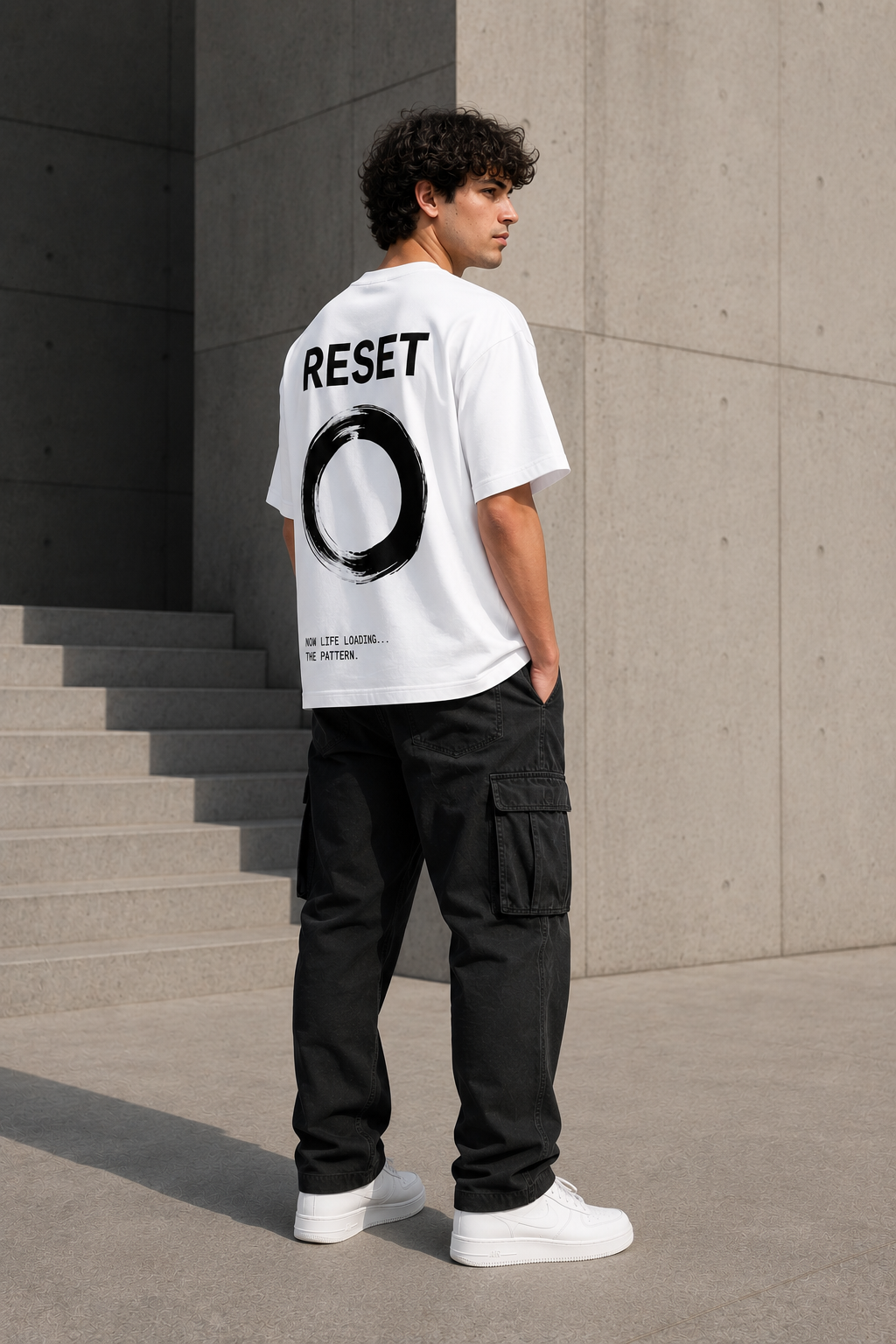 RESET Oversized Down Shoulder T-Shirt for Men | 240 GSM 100% Cotton Graphic Tee