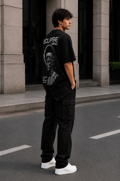 Eclipse Mind Oversized Down Shoulder T-Shirt for Men | 240 GSM 100% Cotton