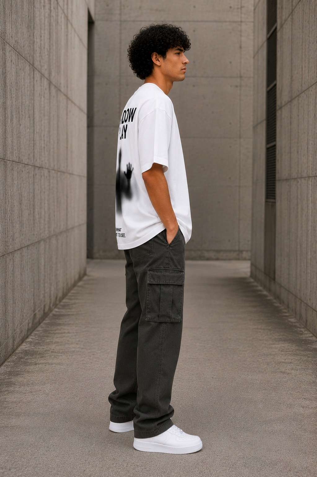 SHADOW PLAY Oversized Down Shoulder T-Shirt for Men | 240 GSM 100% Cotton Graphic Tee