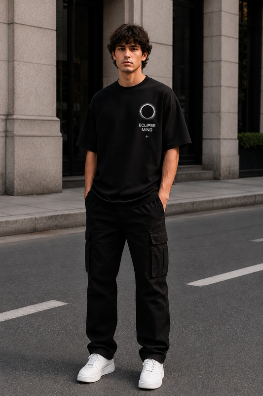 Eclipse Mind Oversized Down Shoulder T-Shirt for Men | 240 GSM 100% Cotton